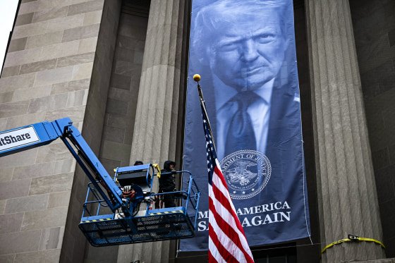Justice Department Building Briefly Mistaken For Campaign Headquarters After Trump Banner Installation