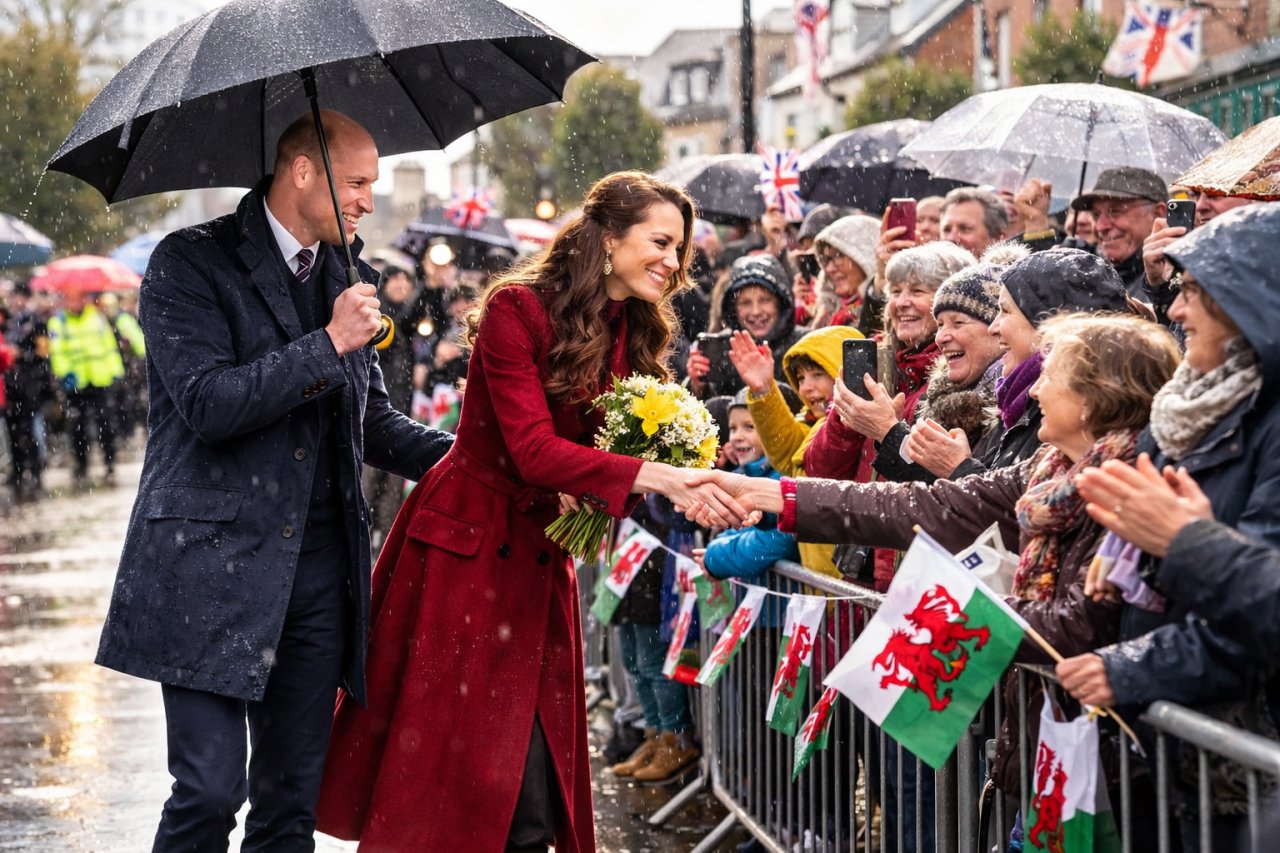 WILLIAM & KATE IN THE RAIN | SUBTLE PDA STEALS THE SHOW AS ANDREW CLOUD LOOMS