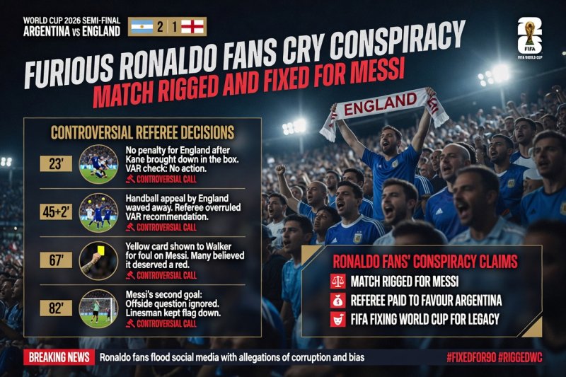 Argentina 2-1 England: The 5 Controversial Moments Ronaldo Fans Say Proved It Was Rigged